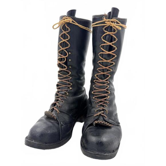 Wesco Lineman/Motorcycle Boots 12E Beautiful Worn/Used 16i - Picture 3 of 9
